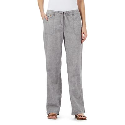 Mantaray Grey textured linen blend trousers